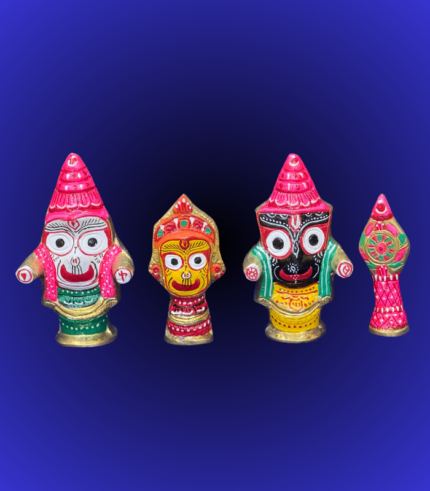 Cone Crown Style Jagannath Balabhadra Subhadra Mini Idol Set