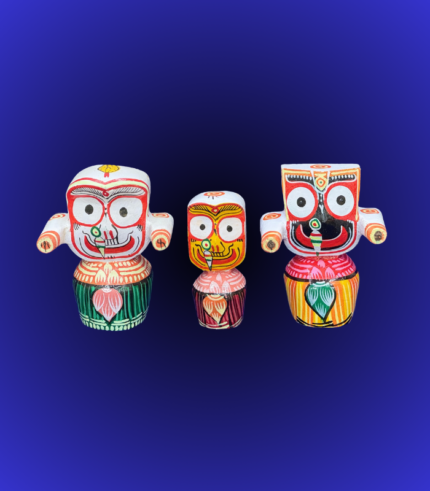 Bright Colour Jagannath Balabhadra Subhadra Wooden Idol Set