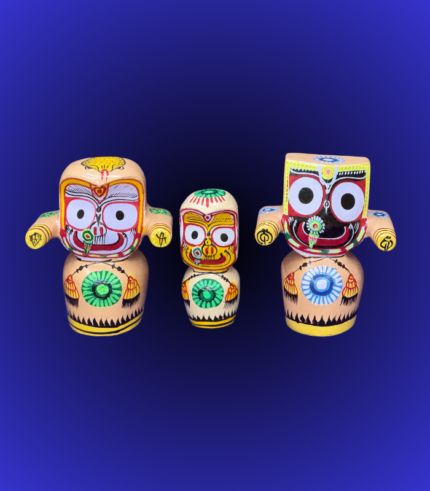 Natural Finish Jagannath Balabhadra Subhadra Wooden Idol Set