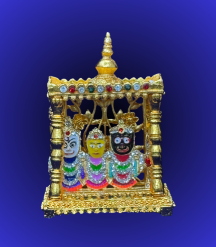 Premium Golden Temple Frame Jagannath Balabhadra Subhadra Idol Set