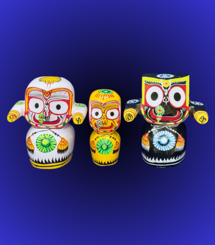 Natural Finish Jagannath Balabhadra Subhadra Wooden Idol Set