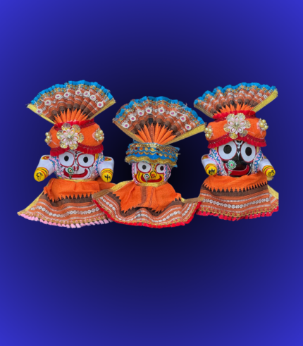 Royal Orange Dress Jagannath Balabhadra Subhadra Decorative Idol Set