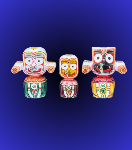 Hand-Painted Jagannath Balabhadra Subhadra Wooden Idol Set – Premium Finish