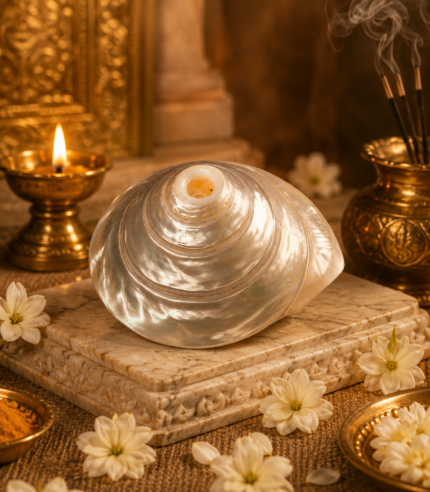 Premium Pearl Finish Shankha (Conch Shell) – High Gloss Display Piece