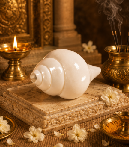 Premium Polished White Shankha (Conch Shell) – Puja Use