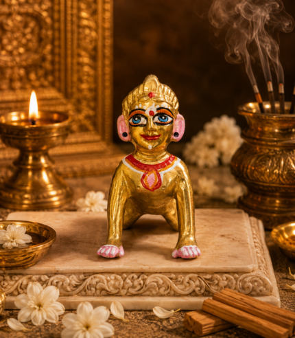 Golden Crawling Child Idol – Handcrafted Decorative Showpiece